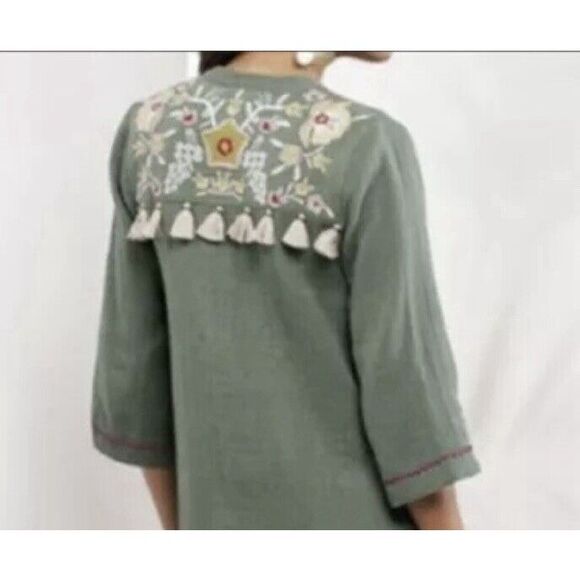 Soft Surroundings Cristoforo Button Down Embroidered Dress - Green - XS - Picture 2 of 10
